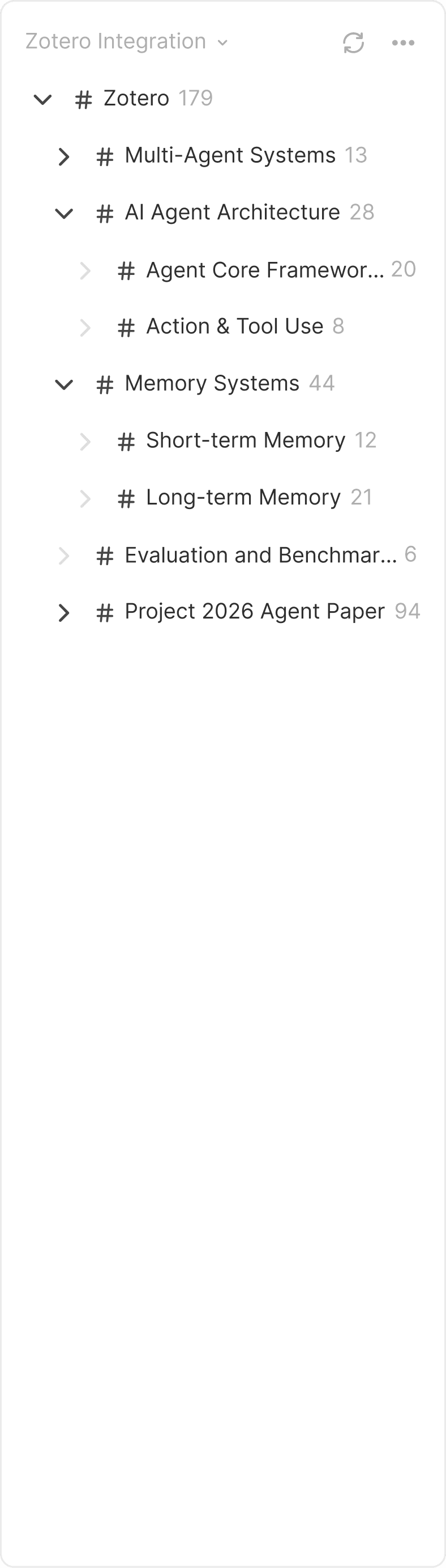 Zotero tag collection tree